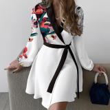 Plus Size Winter and Spring V-neck Long Sleeve Fashion Slim Dress for Women