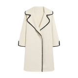 Winter women's woolen long-sleeved clothing Turndown Collar long coat loose windbreaker jacket