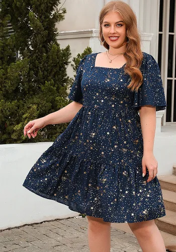 Plus Size Women's Printed Casual Loose Cocktail Party Elegant Dress