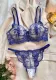 Flower Embroidery See-Through Mesh Sexy Bra and panty lingerie set