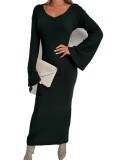 Winter and Spring knitting v-neck long sleeve Chic elegant long dress for women