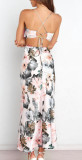 Summer lace-up printed satin chic elegant dress for women