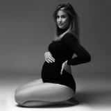 Snake print Slim fit stretch turtleneck jumpsuit for pregnant women