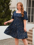 Plus Size Women's Printed Casual Loose Cocktail Party Elegant Dress
