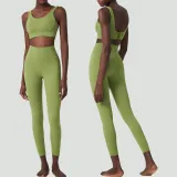 Autumn and winter breathing deep u back sports bra long pants yoga wear women's sports fitness wear two-piece set
