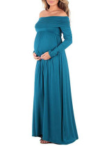 Maternity Clothing Off Shoulder Long Sleeve Maternity Dress
