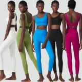 Autumn and winter breathing deep u back sports bra long pants yoga wear women's sports fitness wear two-piece set