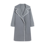 Winter women's woolen long-sleeved clothing Turndown Collar long coat loose windbreaker jacket