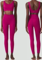 Autumn and winter breathing deep u back sports bra long pants yoga wear women's sports fitness wear two-piece set