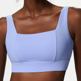 Plus Size Strong Support Fitness Sports Bra for Women Ribbed Seamless Fixed Cup Sports Yoga Bra