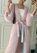 Autumn and winter long velvet loose coat for women