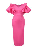 Puff Sleeve Long Dress Bodycon Formal Party Gown