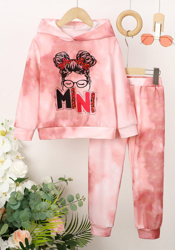 Girl Letter Printed Long Sleeve Top+Solid Pants Two-piece Set