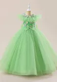 Girl high waist sleeveless evening gown princess dress