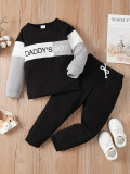 Boy Letter Printed Long Sleeve Top+Solid Pants Two-piece Set