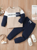 Boy Letter Printed Long Sleeve Top+Solid Pants Two-piece Set
