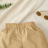 Boy summer cartoon bunny print short-sleeved shirt and Casual shorts two-piece set