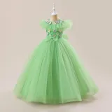 Girl high waist sleeveless evening gown princess dress