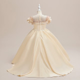 Girl piano performance clothing evening gown tailed princess dress