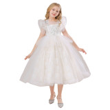 Girl mesh wedding dress puffy princess dress