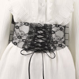 Women transparent lace elastic Lace-Up decorative belt