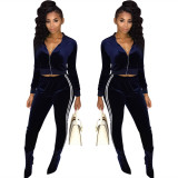 Women's Spring And Winter Casual Style Velvet Sports Tracksuit