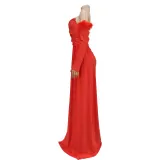 Fashion Women's Solid Color Pleated Low Back Slit Maxi Dress