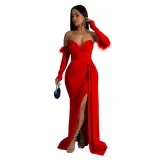 Fashion Women's Solid Color Pleated Low Back Slit Maxi Dress