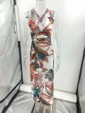 Women Sexy Printed Strap Holidays Dress