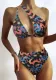 Women's Two Pieces Retro Multicolor Printed Sexy One Shoulder Two Piece Bikini Swimsuit