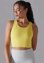 Fixed Cup Sports Vest Slim Fit Tank Fitness Yoga Wear Bra For Women