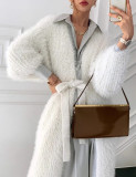 Autumn and winter long velvet loose coat for women