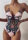 Women's Retro Print One Piece Beach Bikini Swimsuit