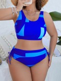 Plus Size Sexy Print High Waist Two Pieces Swimsuit