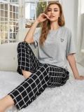 Pajamas for Women Summer Short Sleeve T-shirt Pants Simple Casual Home Clothes set