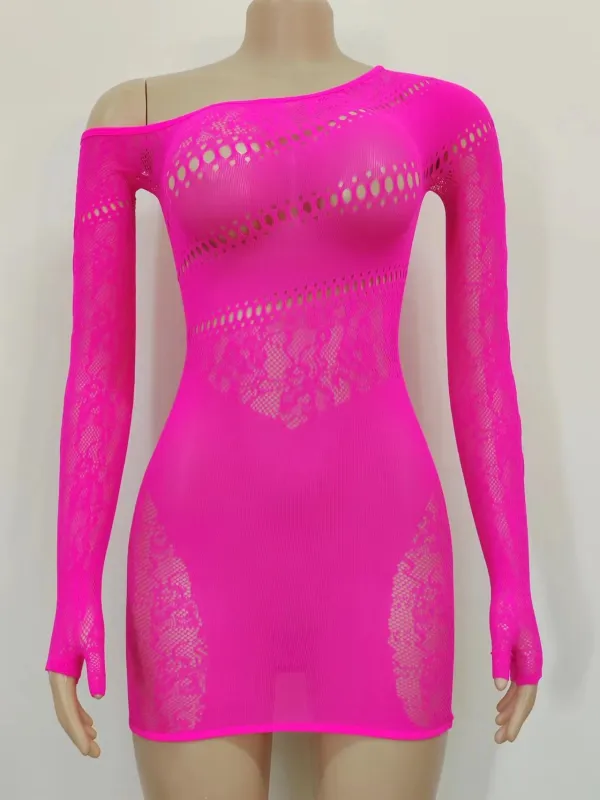 Women Mesh Jumpsuit Shiny Mesh Sexy Lingerie