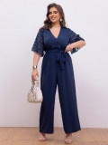 Women Sexy Bow Tie Loose Jumpsuit