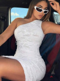 Women Style Ripped Sexy One Shoulder Backless Dress