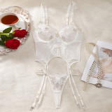 Women lace transparent passion temptation uniform bra thong Sexy Lingerie two-piece set