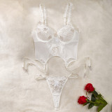 Women lace transparent passion temptation uniform bra thong Sexy Lingerie two-piece set
