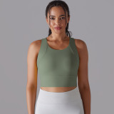 Fixed Cup Sports Vest Slim Fit Tank Fitness Yoga Wear Bra For Women