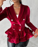Women Long Sleeve Velvet Blazer Jacket