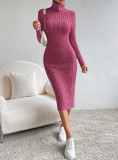 Women Sexy Solid Long Sleeve Maxi Dress
