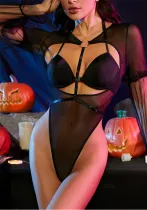 Sexy one-piece bodysuit underwear bra set See-Through Mesh Breast Exposed Temptation Passionate lingerie