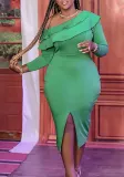 Solid Color slash shoulder elegant Plus Size Dress