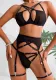 Fashionable cross-gathered mesh sexy hollow sexy four-piece lingerie set