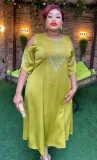 African Women Plus Size Off Shoulder Half Sleeve Beaded Dress