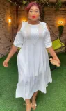 African Women Plus Size Off Shoulder Half Sleeve Beaded Dress
