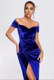 Chic Women's Off Shoulder Velvet evening Dress