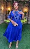 African Women Plus Size Off Shoulder Half Sleeve Beaded Dress
